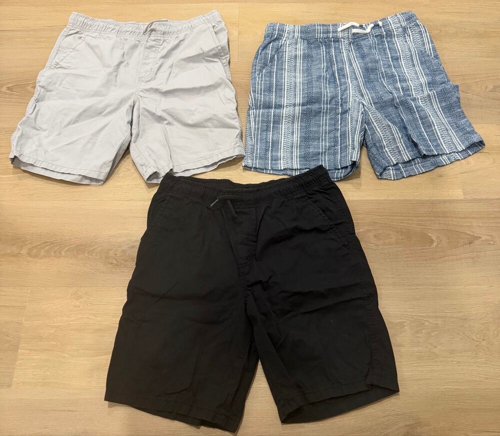 Cat & Jack Boys Shorts Lot of 3 Size XL 14 Black Gray Blue Stripe Pull On